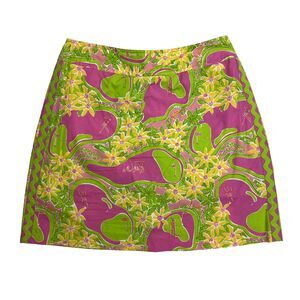 Vintage Lilly Pulitzer Skort Size 2 Colorful Golf Line Drive Novelty Print Skirt